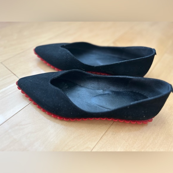 Suede black flats with red sole - Picture 3 of 5